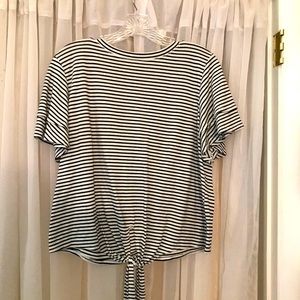 Crop Striped Ruffle Tee
